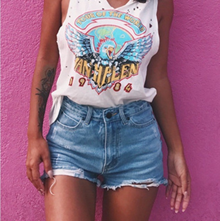Women’s retro ins hot classic ripped denim shorts